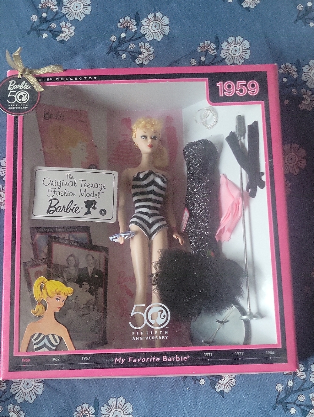 Barbie 1959 Reproduction Doll with Striped Swimsuit - Black & White